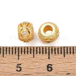 Brass Micro Pave Clear Cubic Zirconia Beads&nbsp;KK-C142-12B-G