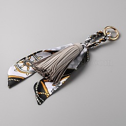 PU Leather Tassels Keychain&nbsp;KEYC-WH0004-27