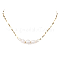 Natural Pearl Potato Graduated Beaded Necklaces&nbsp;NJEW-JN05923