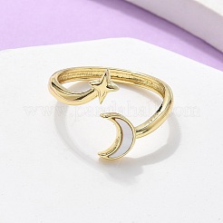 Brass Shell Cuff Rings for Women&nbsp;RJEW-C126-14G