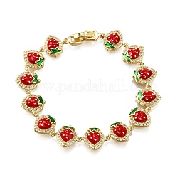 Brass Micro Pave Cubic Zirconia Link Bracelets&nbsp;BJEW-K278-02G-02