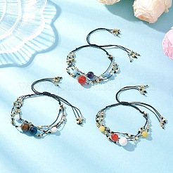 Gemstone & Nylon Thread Adjustable Multi-strand Bracelets&nbsp;BJEW-MZ00238