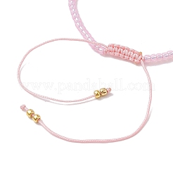 Adjustable Natural Rose Quartz & Seed Braided Bead Bracelets&nbsp;BJEW-JB10181-05
