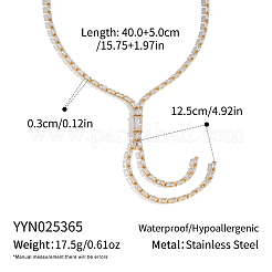Stainless Steel Pave Shiny Clear Cubic Zirconia Tennis Chain Y Necklaces for Women&nbsp;MI6992
