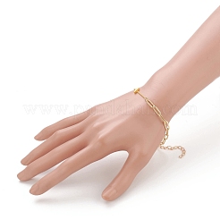 Brass Paperclip Chain & Curb Chain Bracelets&nbsp;BJEW-JB05500