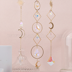 3Pcs 3 Styles Electroplate Glass Window Hanging Suncatchers&nbsp;HJEW-CA0001-63
