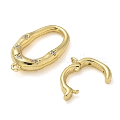 Rack Plating Brass Micro Pave Clear Cubic Zirconia Fold Over Clasps&nbsp;KK-K392-48G