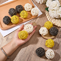 15Pcs 3 Colors Wicker Rattan Balls&nbsp;AJEW-SC0004-25B