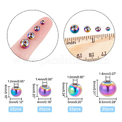 100Pcs 4 Style Rack Plating Rainbow Color 304 Stainless Steel Beads&nbsp;STAS-PH0004-34