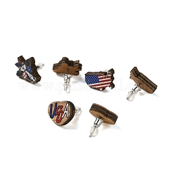 3 Pairs 3 Styles Independence Day Theme Wood Stud Earrings Sets&nbsp;SJEW-K002-06