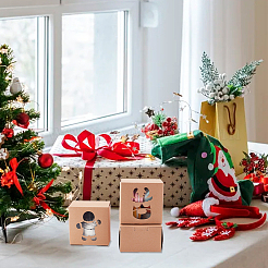 24Pcs 6 Styles Christmas Theme Folding Kraft Paper Cardboard Jewelry Gift Boxes&nbsp;CON-BC0007-08