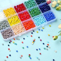 2250Pcs 15 Colors Opaque Solid Color Electroplate Glass Beads Strands&nbsp;GLAA-YW0003-25