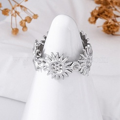 Sun 304 Stainless Steel Open Cuff Ring Components&nbsp;RJEW-F174-02P