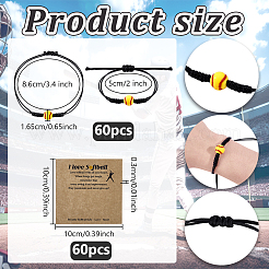 60Pcs Baseball Acrylic Braided Bead Bracelets&nbsp;BJEW-WA0001-05
