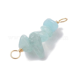 10Pcs 5 Styles Constellation Natural Aquamarine & Citrine & Dyed Blue Tiger Eye & Citrine & Tiger Eye Copper Wire Wrapped Chip Beaded Connector Charms&nbsp;PALLOY-JF02905-08