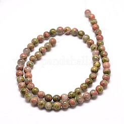 Natural Unakite Round Bead Strands&nbsp;X-G-P072-30-6mm