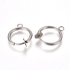 Tarnish Resistant 304 Stainless Steel Clip-on Earring Findings&nbsp;X-STAS-L238-025P