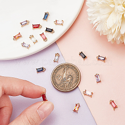 36Pcs 9 Colors Golden Brass Micro Pave Cubic Zirconia Charms&nbsp;KK-PH0010-99