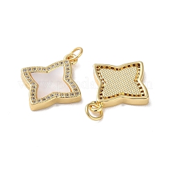 Brass Micro Pave Clear Cubic Zirconia Pendants&nbsp;KK-B083-17G-01