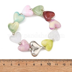 Acrylic Heart Beaded Stretch Bracelets for Kid&nbsp;BJEW-JB14277