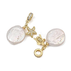 Brass Micro Pave Clear Cubic Zirconia European Dangle Charms&nbsp;PALLOY-JF05895-02