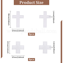 12Pcs 2 Styles Cross Polyester Embroidery Sew on Appliques&nbsp;PATC-FG0002-08