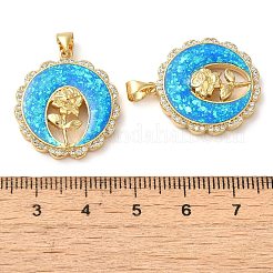 Rack Plating Brass Micro Pave Clear Cubic Zirconia Pendants&nbsp;KK-P268-10B-G