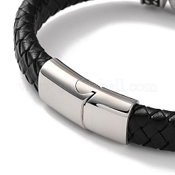 Men's Braided Black PU Leather Cord Bracelets&nbsp;BJEW-K243-36AS