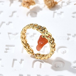 Brass Curb Chain Cuff Rings for Women&nbsp;RJEW-Z085-03G-05