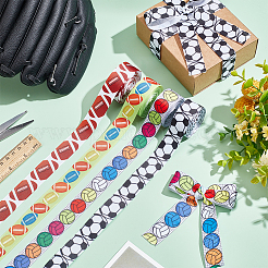 20M 4 Styles Polyester Sport Ball Print Grosgrain Ribbons&nbsp;OCOR-PH0003-97