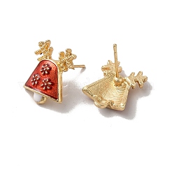 Christmas Bell Alloy Enamel Stud Earrings for Women&nbsp;EJEW-E284-08LG