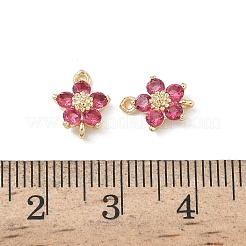 Brass Pave Cubic Zirconia Flower Links Connector Charms&nbsp;KK-H089-34G-05