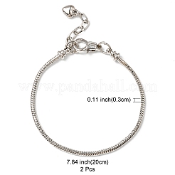 2Pcs Brass European Style Bracelets For Jewelry Making&nbsp;KK-YW0001-55