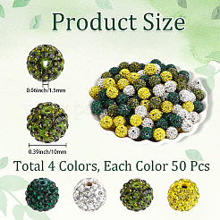 200Pcs 4 Colors Pave Disco Ball Beads&nbsp;RB-PA0001-12