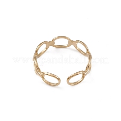 Ion Plating(IP) 304 Stainless Steel Hollow Out Oval Open Cuff Rings for Women&nbsp;RJEW-G285-01G
