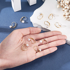 10Pcs Round Brass & ABS Imitation Pearl Leverback Earring Findings&nbsp;KK-TADJ0001-17