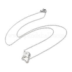 304 Stainless Steel White Enamel & Crystal Rhinestone Dog Pendant Necklaces for Women&nbsp;NJEW-M101-03P