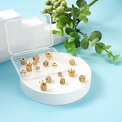16Pcs 8 Style Rack Plating Brass Cubic Zirconia Beads&nbsp;ZIRC-MP0001-01