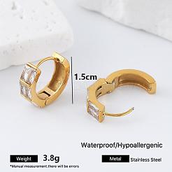 304 Stainless Steel Pave Cubic Zirconia Hoop Earrings for Women&nbsp;JH6126