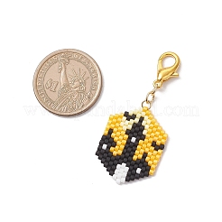 5Pcs Halloween Glass Seed Beaded Pendant Decorations&nbsp;HJEW-MZ00343-02