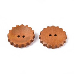 Spray Painted Natural Wood Buttons&nbsp;WOOD-T032-34C
