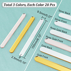 AHADEMAKER 60Pcs 3 Colors Reusable Acrylic Mirror Cakesicle Sticks&nbsp;DIY-GA0004-06