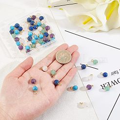 60Pcs Frosted Natural & Synthetic Gemstone Charms&nbsp;FIND-FH0004-55
