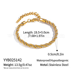 5MM Modern Two-Tone 304 Stainless Steel Rope Chain Bracelets for Women&nbsp;LW4390-2