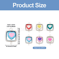 20Pcs Polymer Clay Heart & CCB Square Frame Links Connector Charms&nbsp;CLAY-TADJ0001-09