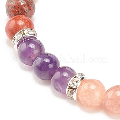 Natural Amethyst & Gemstone Round Beaded Bracelet for Women&nbsp;BJEW-JB08336-03