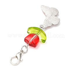 5Pcs Butterfly Alloy Enamel & Tulip Glass Pendant Decorations&nbsp;HJEW-JM04163
