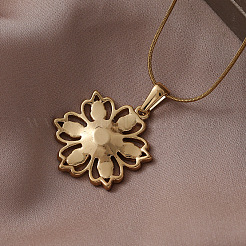 Stainless Steel Enamel Orange Flower Pendant Necklaces for Women&nbsp;JP8682