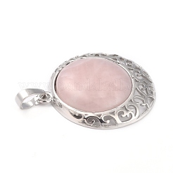Mixed Gemstone Pendants with Hollow Platinum Brass Findings&nbsp;G-P448-A