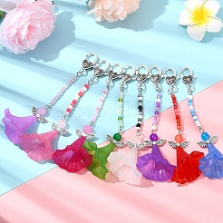 4Pcs Angel Acrylic & Glass Pendant Decorations&nbsp;HJEW-YW00060-01